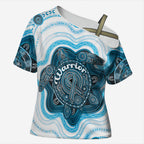 Personalised Prostate Cancer Awareness Month Cross Shoulder Shirt Warrior Ribbon Turtle Dot Art Pattern