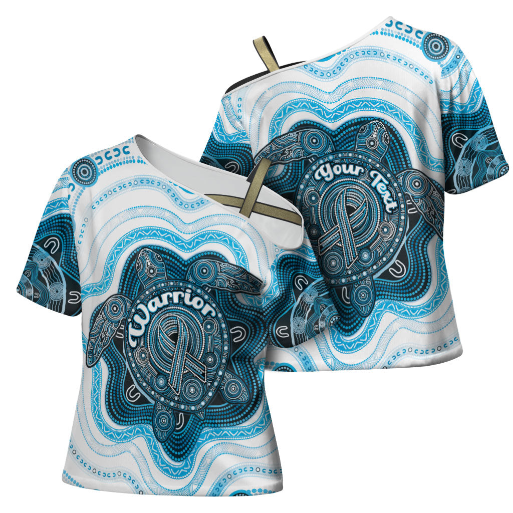 Personalised Prostate Cancer Awareness Month Cross Shoulder Shirt Warrior Ribbon Turtle Dot Art Pattern