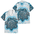 Personalised Prostate Cancer Awareness Month Family Matching Off The Shoulder Long Sleeve Dress and Hawaiian Shirt Warrior Ribbon Turtle Dot Art Pattern