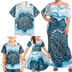 Personalised Prostate Cancer Awareness Month Family Matching Off Shoulder Maxi Dress and Hawaiian Shirt Warrior Ribbon Turtle Dot Art Pattern