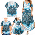 Personalised Prostate Cancer Awareness Month Family Matching Summer Maxi Dress and Hawaiian Shirt Warrior Ribbon Turtle Dot Art Pattern