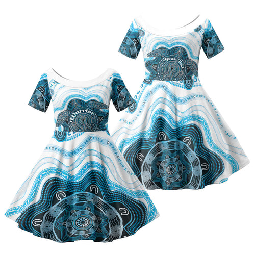 Personalised Prostate Cancer Awareness Month Family Matching Summer Maxi Dress and Hawaiian Shirt Warrior Ribbon Turtle Dot Art Pattern