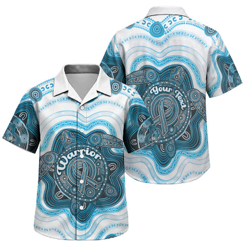 Personalised Prostate Cancer Awareness Month Family Matching Summer Maxi Dress and Hawaiian Shirt Warrior Ribbon Turtle Dot Art Pattern