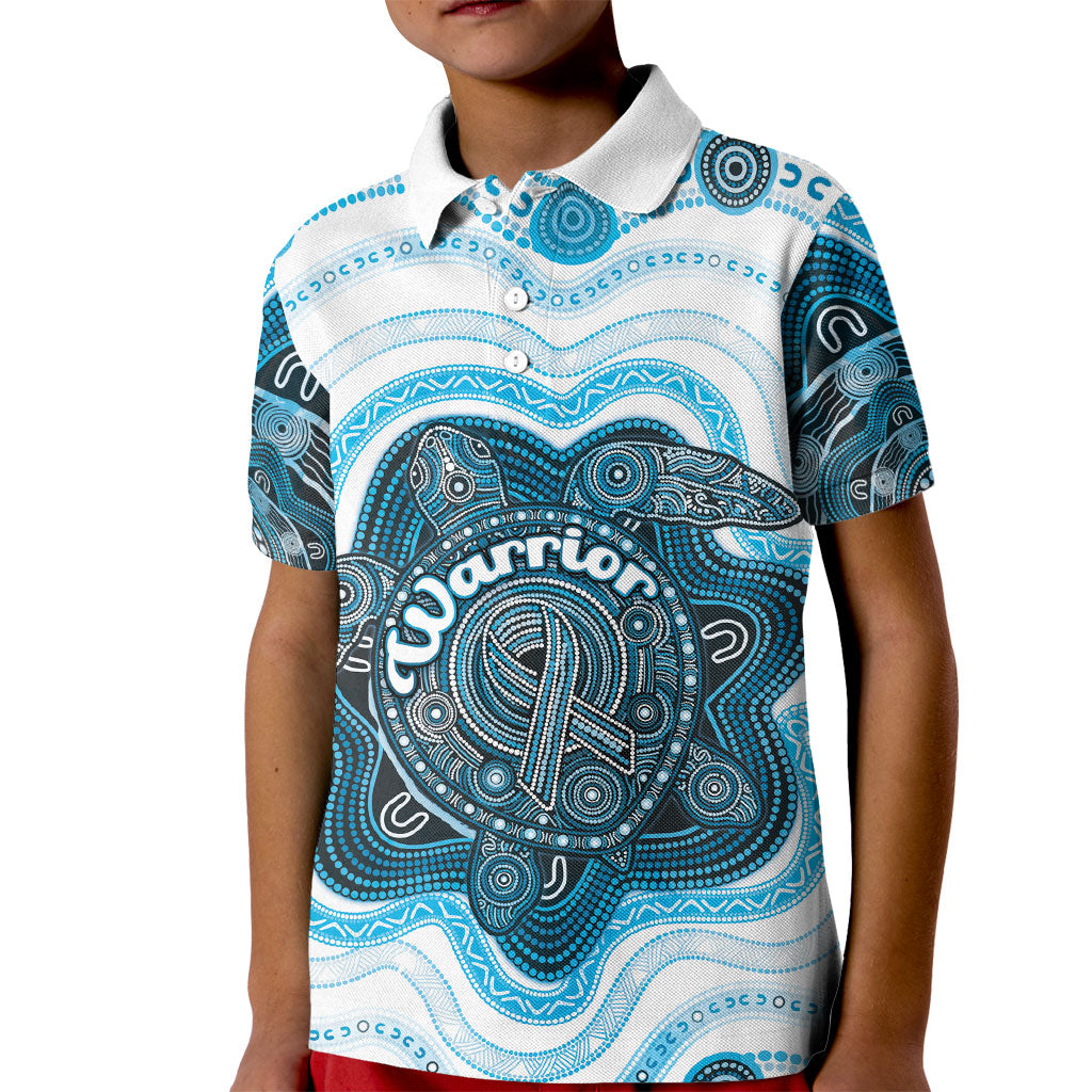 Personalised Prostate Cancer Awareness Month Kid Polo Shirt Warrior Ribbon Turtle Dot Art Pattern