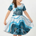 Personalised Prostate Cancer Awareness Month Kid Short Sleeve Dress Warrior Ribbon Turtle Dot Art Pattern