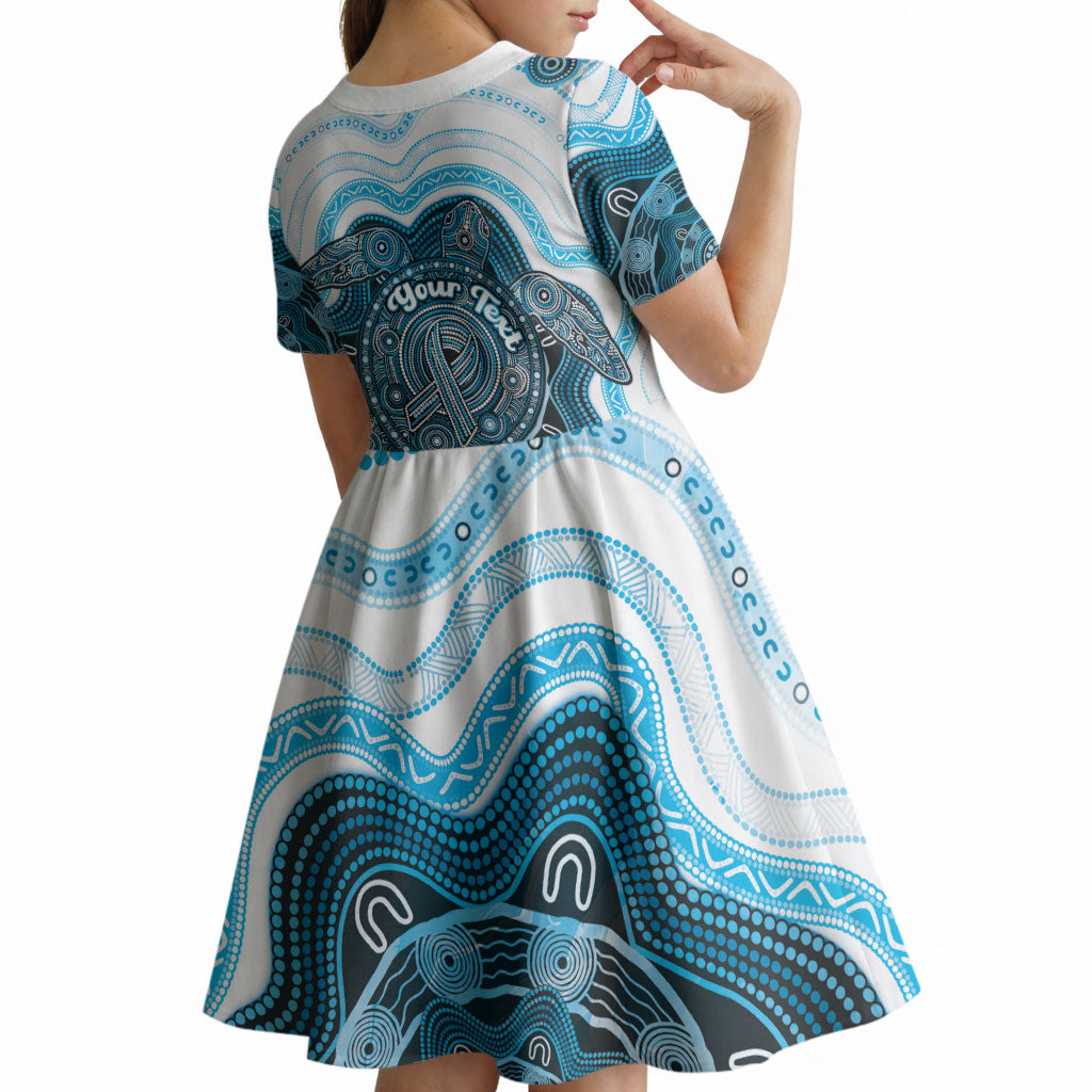 Personalised Prostate Cancer Awareness Month Kid Short Sleeve Dress Warrior Ribbon Turtle Dot Art Pattern