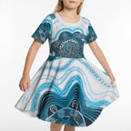 Personalised Prostate Cancer Awareness Month Kid Short Sleeve Dress Warrior Ribbon Turtle Dot Art Pattern