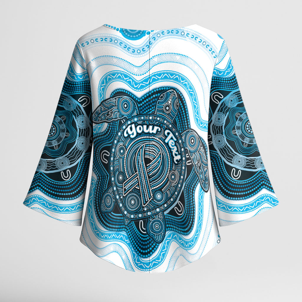 Personalised Prostate Cancer Awareness Month Kimono Sleeve Blouse Warrior Ribbon Turtle Dot Art Pattern