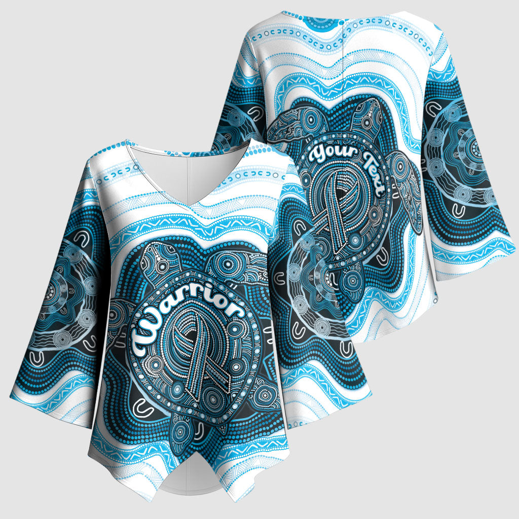 Personalised Prostate Cancer Awareness Month Kimono Sleeve Blouse Warrior Ribbon Turtle Dot Art Pattern