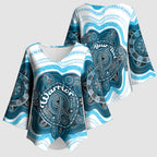 Personalised Prostate Cancer Awareness Month Kimono Sleeve Blouse Warrior Ribbon Turtle Dot Art Pattern