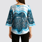 Personalised Prostate Cancer Awareness Month Kimono Sleeve Blouse Warrior Ribbon Turtle Dot Art Pattern