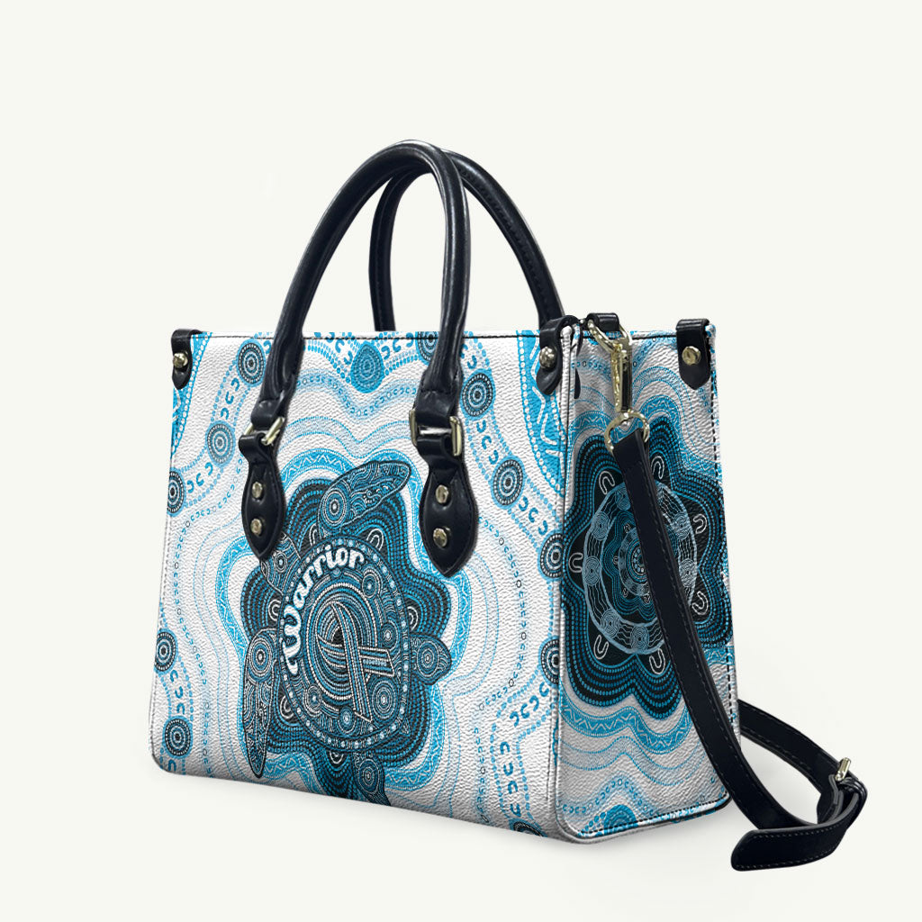 Prostate Cancer Awareness Month Leather Bag Warrior Ribbon Turtle Dot Art Pattern