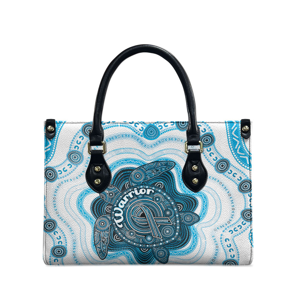 Prostate Cancer Awareness Month Leather Bag Warrior Ribbon Turtle Dot Art Pattern