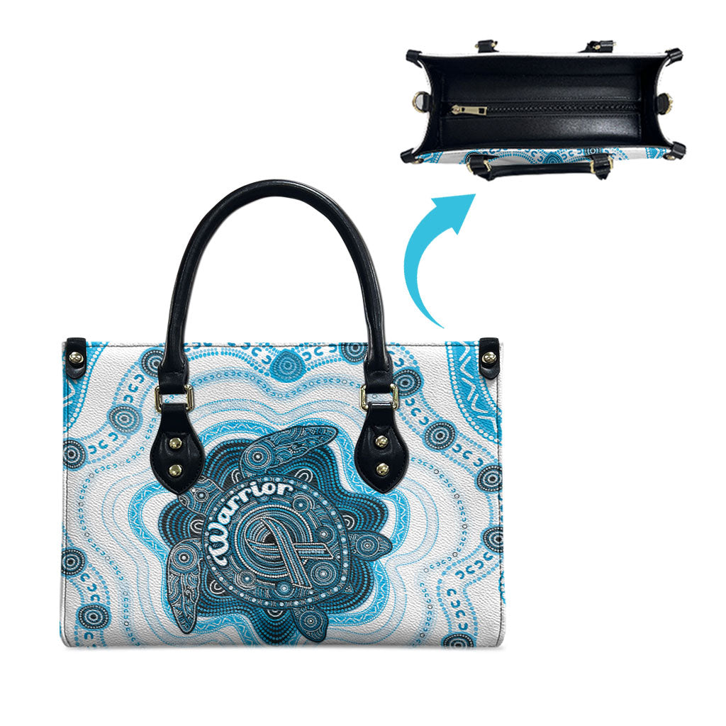 Prostate Cancer Awareness Month Leather Bag Warrior Ribbon Turtle Dot Art Pattern