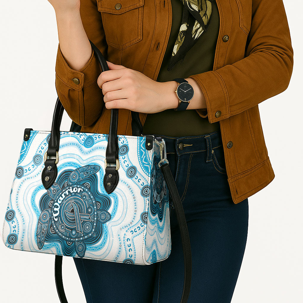 Prostate Cancer Awareness Month Leather Bag Warrior Ribbon Turtle Dot Art Pattern