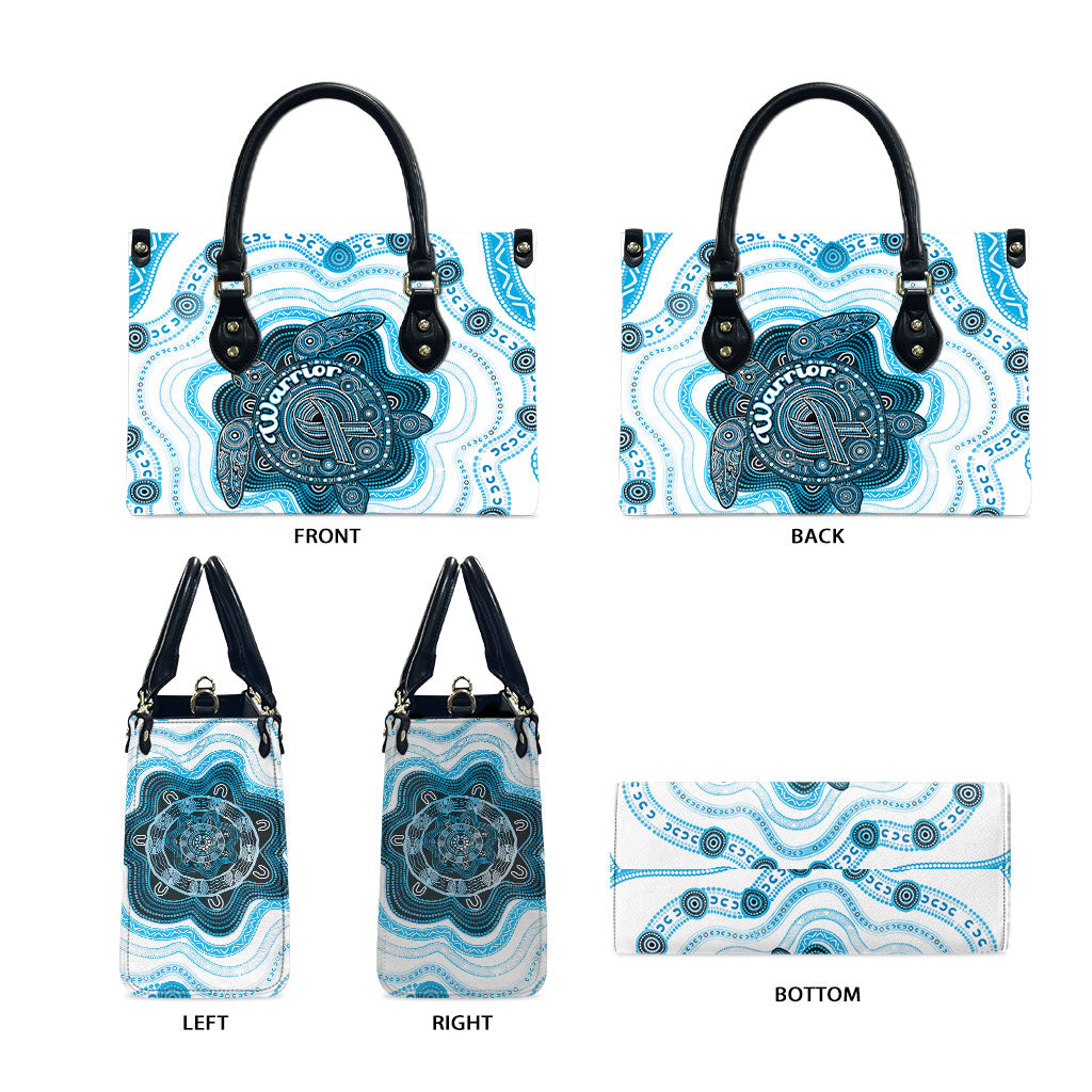 Prostate Cancer Awareness Month Leather Bag Warrior Ribbon Turtle Dot Art Pattern