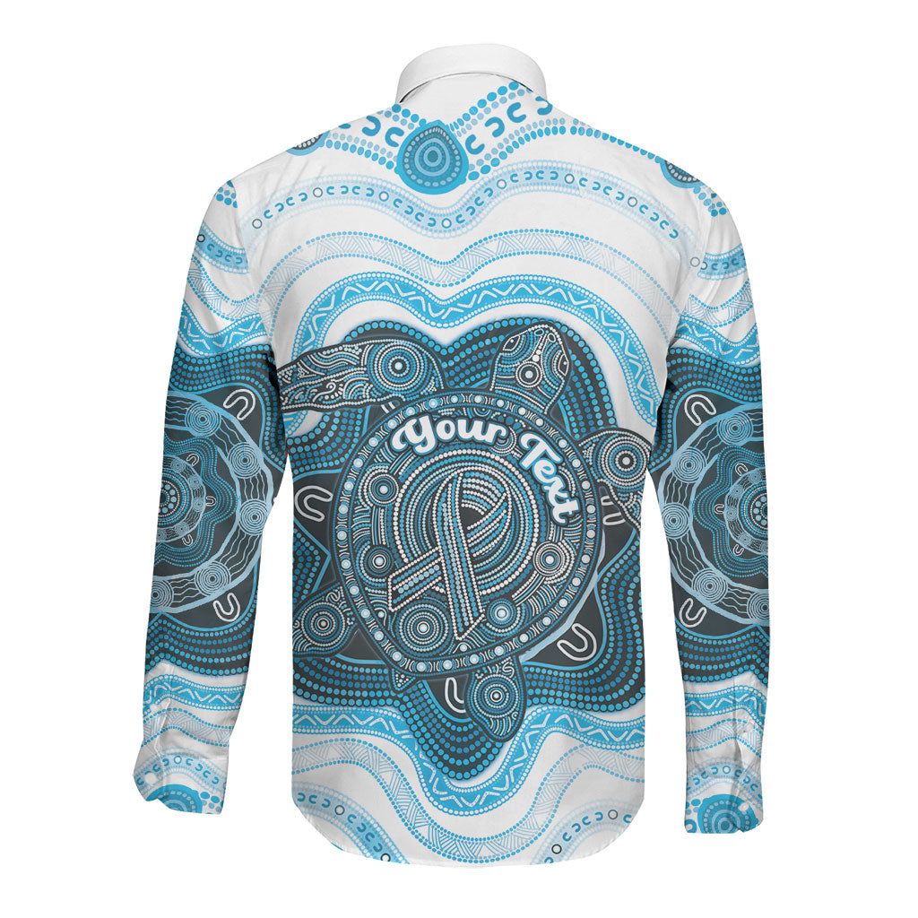 Personalised Prostate Cancer Awareness Month Long Sleeve Button Shirt Warrior Ribbon Turtle Dot Art Pattern