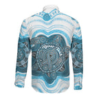 Personalised Prostate Cancer Awareness Month Long Sleeve Button Shirt Warrior Ribbon Turtle Dot Art Pattern