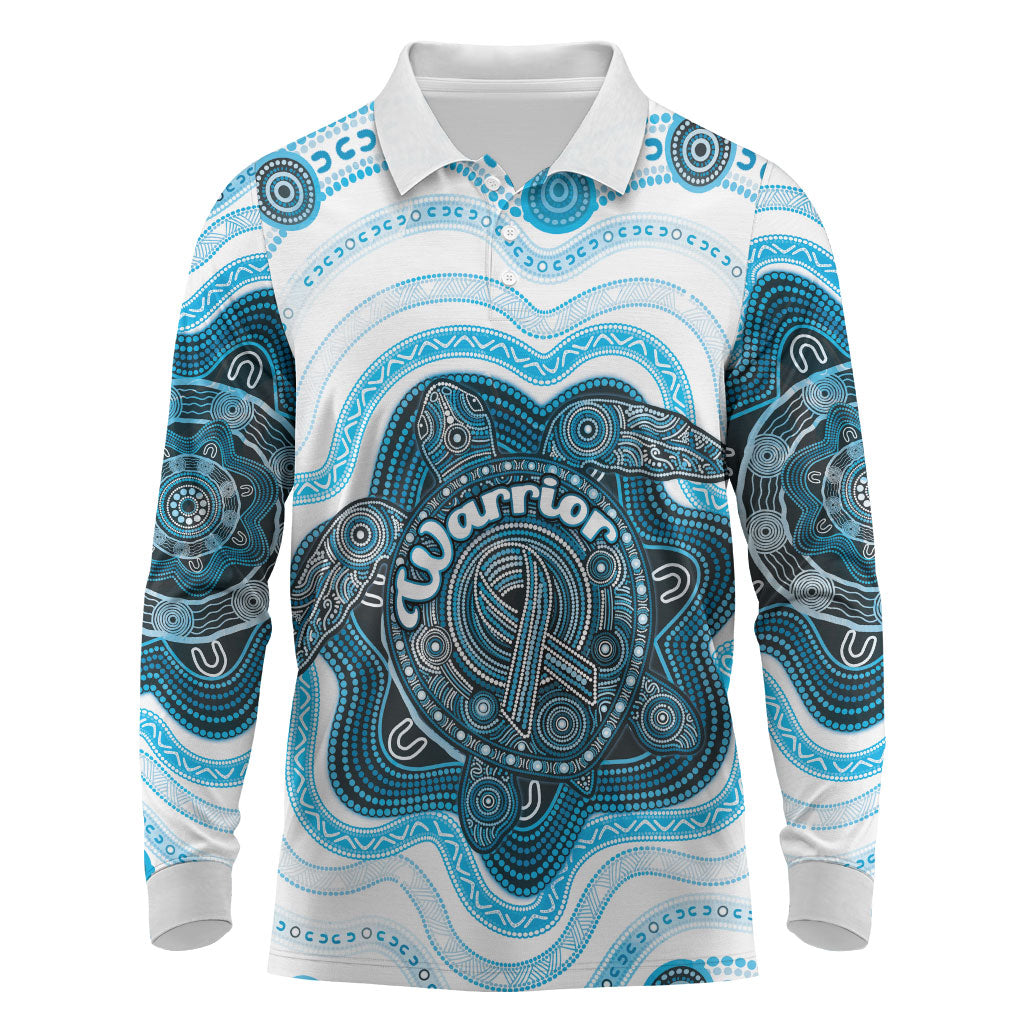 Personalised Prostate Cancer Awareness Month Long Sleeve Polo Shirt Warrior Ribbon Turtle Dot Art Pattern