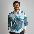 Personalised Prostate Cancer Awareness Month Long Sleeve Polo Shirt Warrior Ribbon Turtle Dot Art Pattern