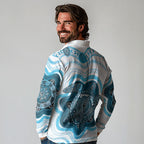 Personalised Prostate Cancer Awareness Month Long Sleeve Polo Shirt Warrior Ribbon Turtle Dot Art Pattern