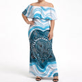 Personalised Prostate Cancer Awareness Month Off Shoulder Maxi Dress Warrior Ribbon Turtle Dot Art Pattern