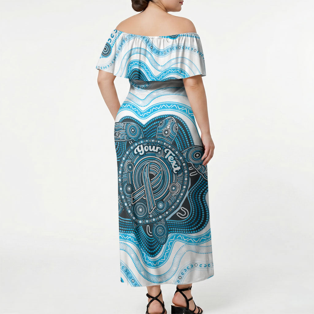 Personalised Prostate Cancer Awareness Month Off Shoulder Maxi Dress Warrior Ribbon Turtle Dot Art Pattern