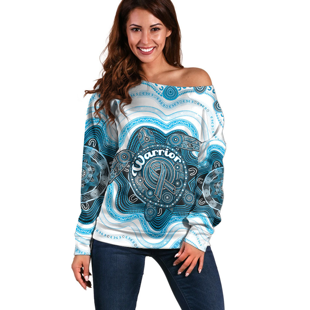 Personalised Prostate Cancer Awareness Month Off Shoulder Sweater Warrior Ribbon Turtle Dot Art Pattern