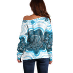 Personalised Prostate Cancer Awareness Month Off Shoulder Sweater Warrior Ribbon Turtle Dot Art Pattern