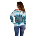 Personalised Prostate Cancer Awareness Month Off Shoulder Sweater Warrior Ribbon Turtle Dot Art Pattern