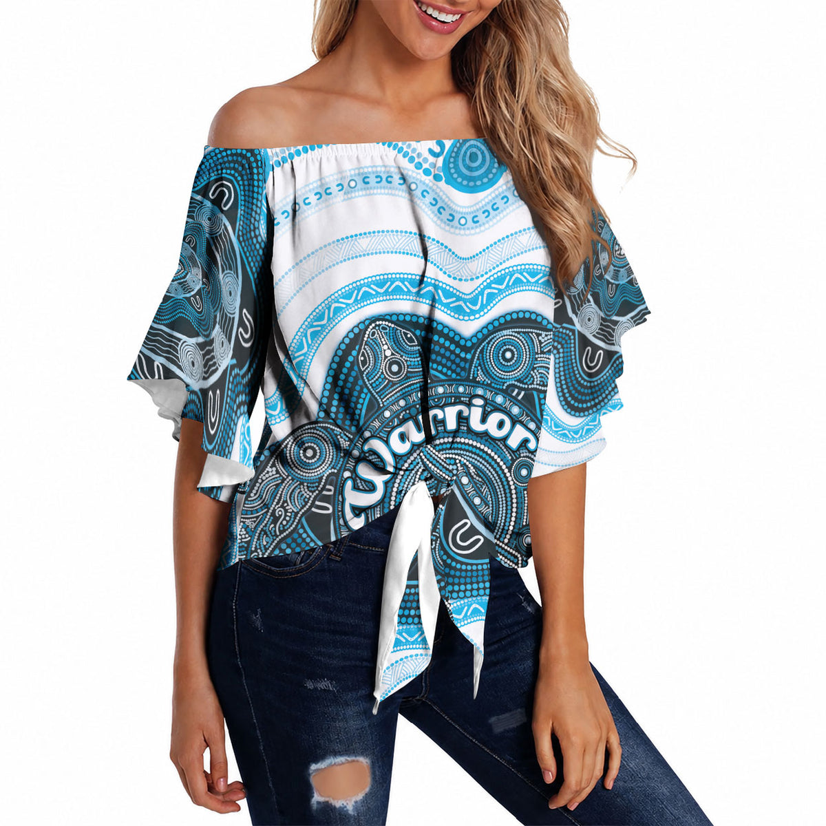 Personalised Prostate Cancer Awareness Month Off Shoulder Wrap Waist Top Warrior Ribbon Turtle Dot Art Pattern
