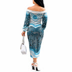 Personalised Prostate Cancer Awareness Month Off The Shoulder Long Sleeve Dress Warrior Ribbon Turtle Dot Art Pattern