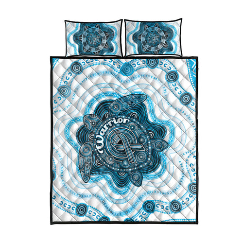 Prostate Cancer Awareness Month Quilt Bed Set Warrior Ribbon Turtle Dot Art Pattern