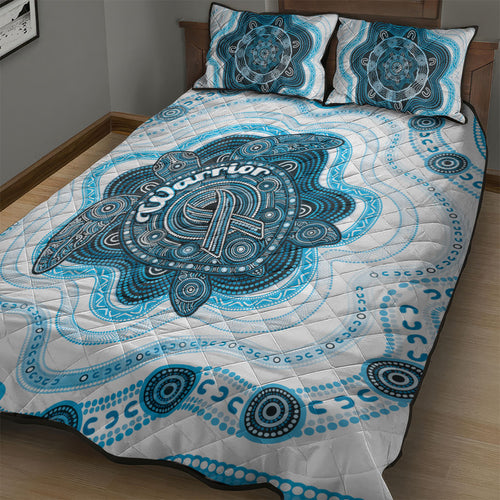 Prostate Cancer Awareness Month Quilt Bed Set Warrior Ribbon Turtle Dot Art Pattern
