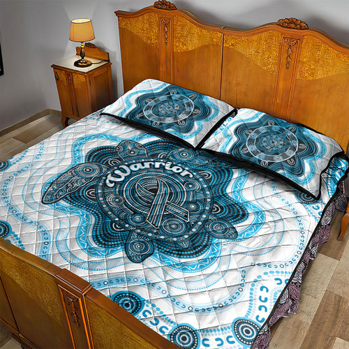 Prostate Cancer Awareness Month Quilt Bed Set Warrior Ribbon Turtle Dot Art Pattern