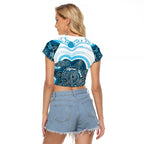 Personalised Prostate Cancer Awareness Month Raglan Cropped T Shirt Warrior Ribbon Turtle Dot Art Pattern