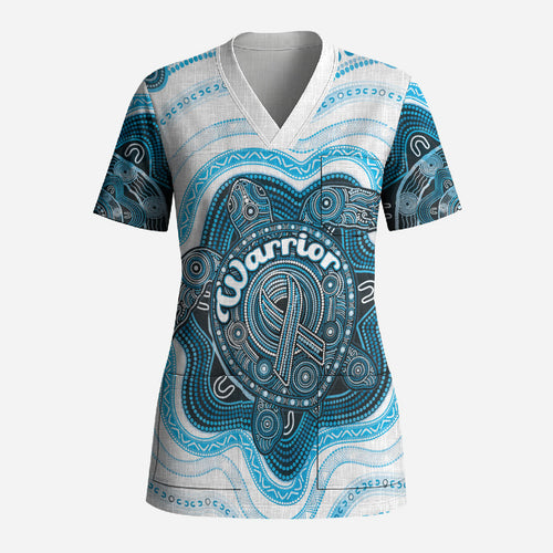 Personalised Prostate Cancer Awareness Month Scrub Top Warrior Ribbon Turtle Dot Art Pattern