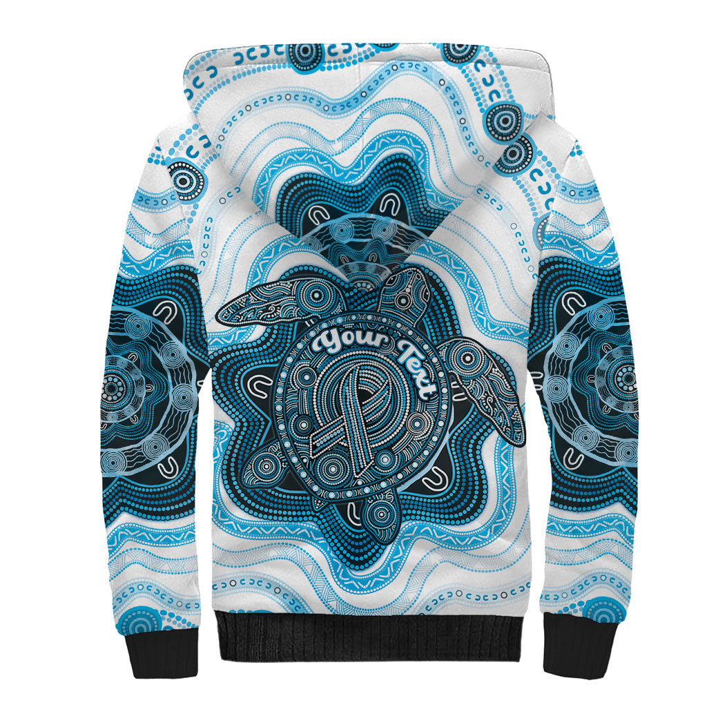 Personalised Prostate Cancer Awareness Month Sherpa Hoodie Warrior Ribbon Turtle Dot Art Pattern