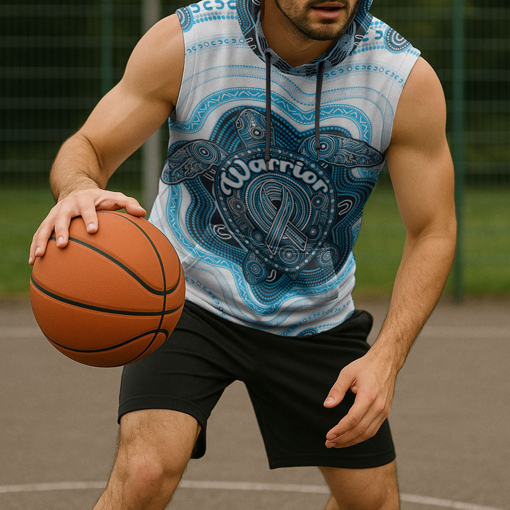 Personalised Prostate Cancer Awareness Month Sleeveless Hoodie Warrior Ribbon Turtle Dot Art Pattern