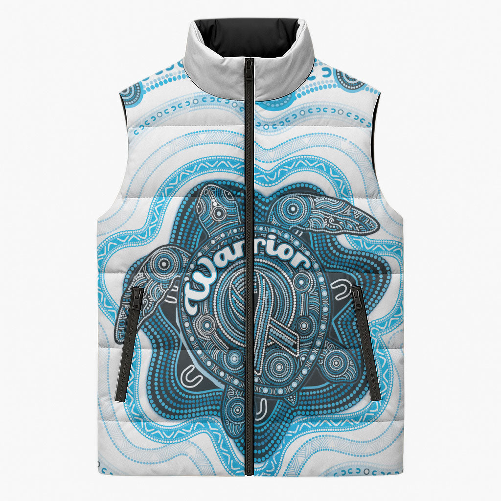 Personalised Prostate Cancer Awareness Month Sleeveless Puffer Jacket Warrior Ribbon Turtle Dot Art Pattern