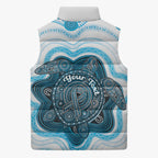 Personalised Prostate Cancer Awareness Month Sleeveless Puffer Jacket Warrior Ribbon Turtle Dot Art Pattern
