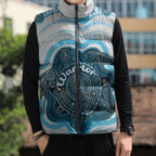 Personalised Prostate Cancer Awareness Month Sleeveless Puffer Jacket Warrior Ribbon Turtle Dot Art Pattern