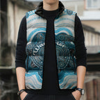 Personalised Prostate Cancer Awareness Month Sleeveless Puffer Jacket Warrior Ribbon Turtle Dot Art Pattern