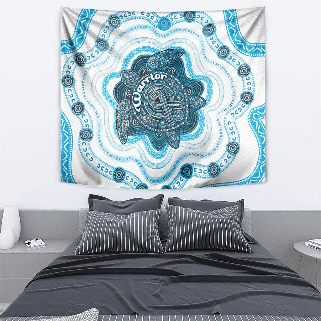 Prostate Cancer Awareness Month Tapestry Warrior Ribbon Turtle Dot Art Pattern