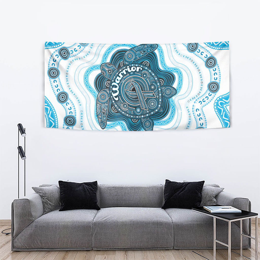 Prostate Cancer Awareness Month Tapestry Warrior Ribbon Turtle Dot Art Pattern