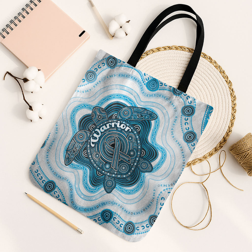 Prostate Cancer Awareness Month Tote Bag Warrior Ribbon Turtle Dot Art Pattern
