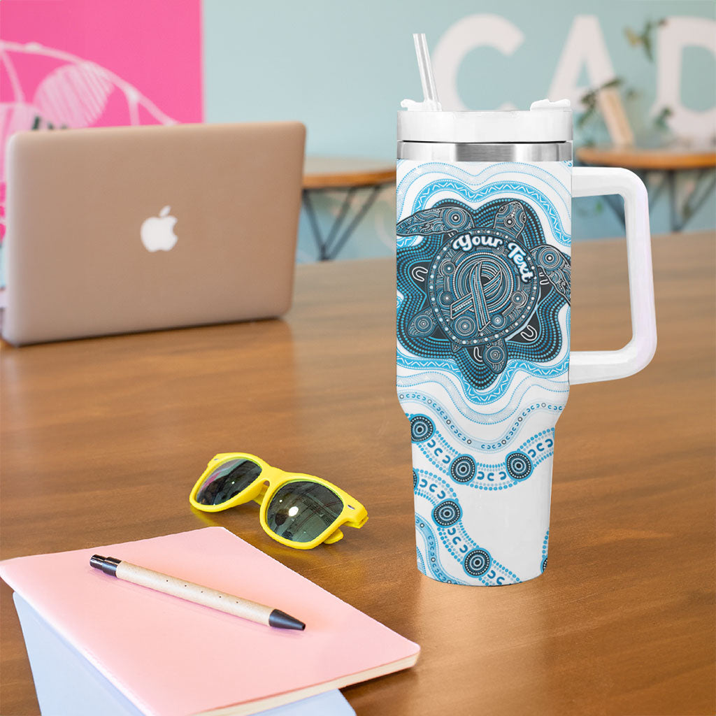 Personalised Prostate Cancer Awareness Month Tumbler With Handle Warrior Ribbon Turtle Dot Art Pattern