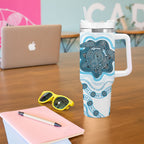 Personalised Prostate Cancer Awareness Month Tumbler With Handle Warrior Ribbon Turtle Dot Art Pattern
