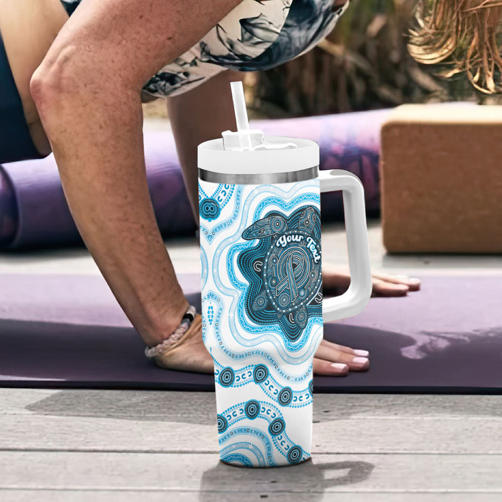 Personalised Prostate Cancer Awareness Month Tumbler With Handle Warrior Ribbon Turtle Dot Art Pattern