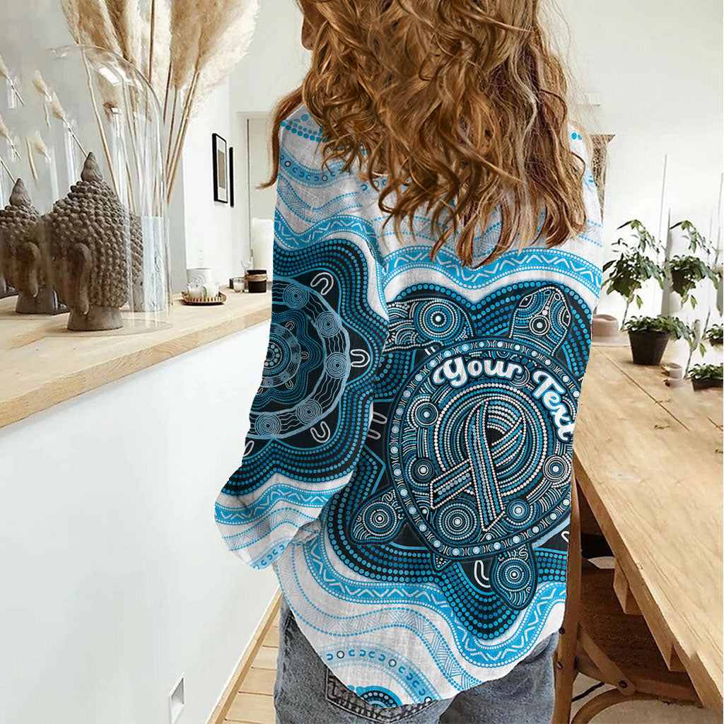 Personalised Prostate Cancer Awareness Month Women Casual Shirt Warrior Ribbon Turtle Dot Art Pattern